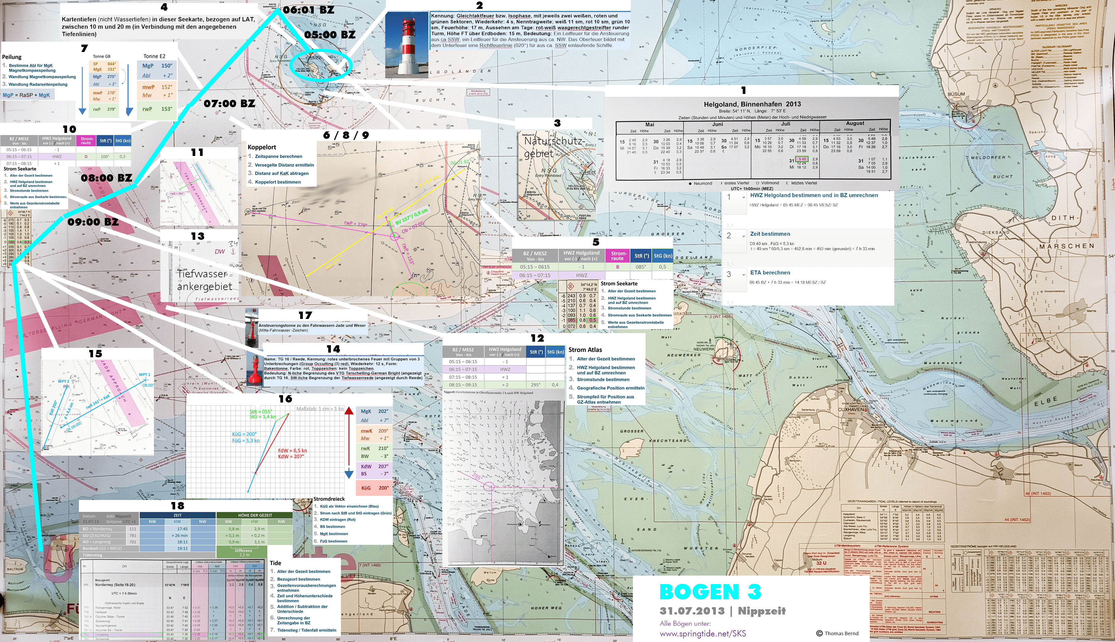 Törn des SKS Navigationsaufgabe 3 und Prüfungsbogen 3 von Helgoland nach Baltrum